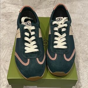 NWT Tory Burch women’s Teal and Blush Sneakers size 9